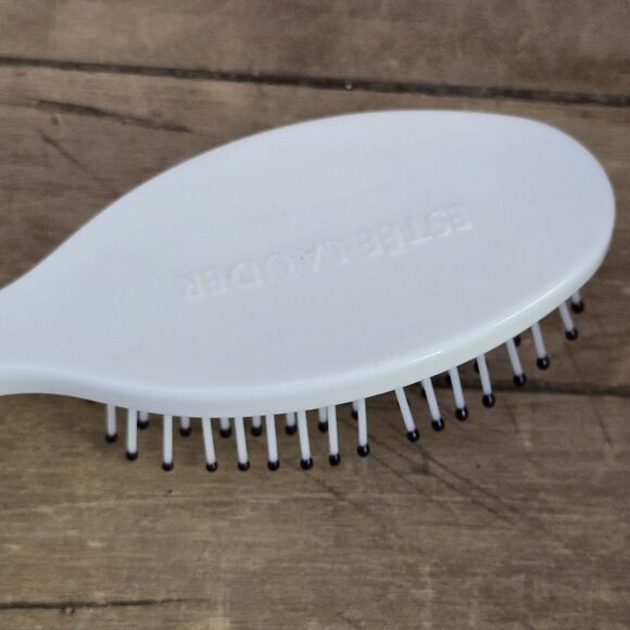 Vintage Estee Lauder Hair Brush White Small Oval 6.5" Travel Compact blball Tip - Picture 7 of 9